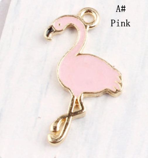 Bulk Enamel Flamingo Charm,Tropical Charms, Animal Bird Charm DIY Bracelet Hair Necklace Jewelry Accessory DIY Craft 4 Color