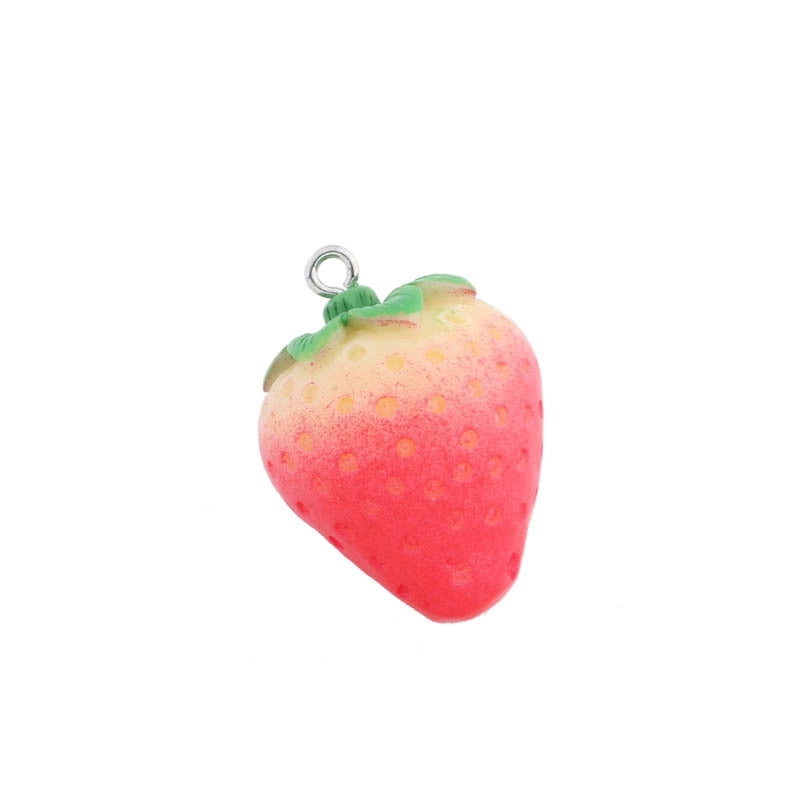 1 Piece Resin Fruit Hamburger Strawberry Pendant Jewelry Accessories