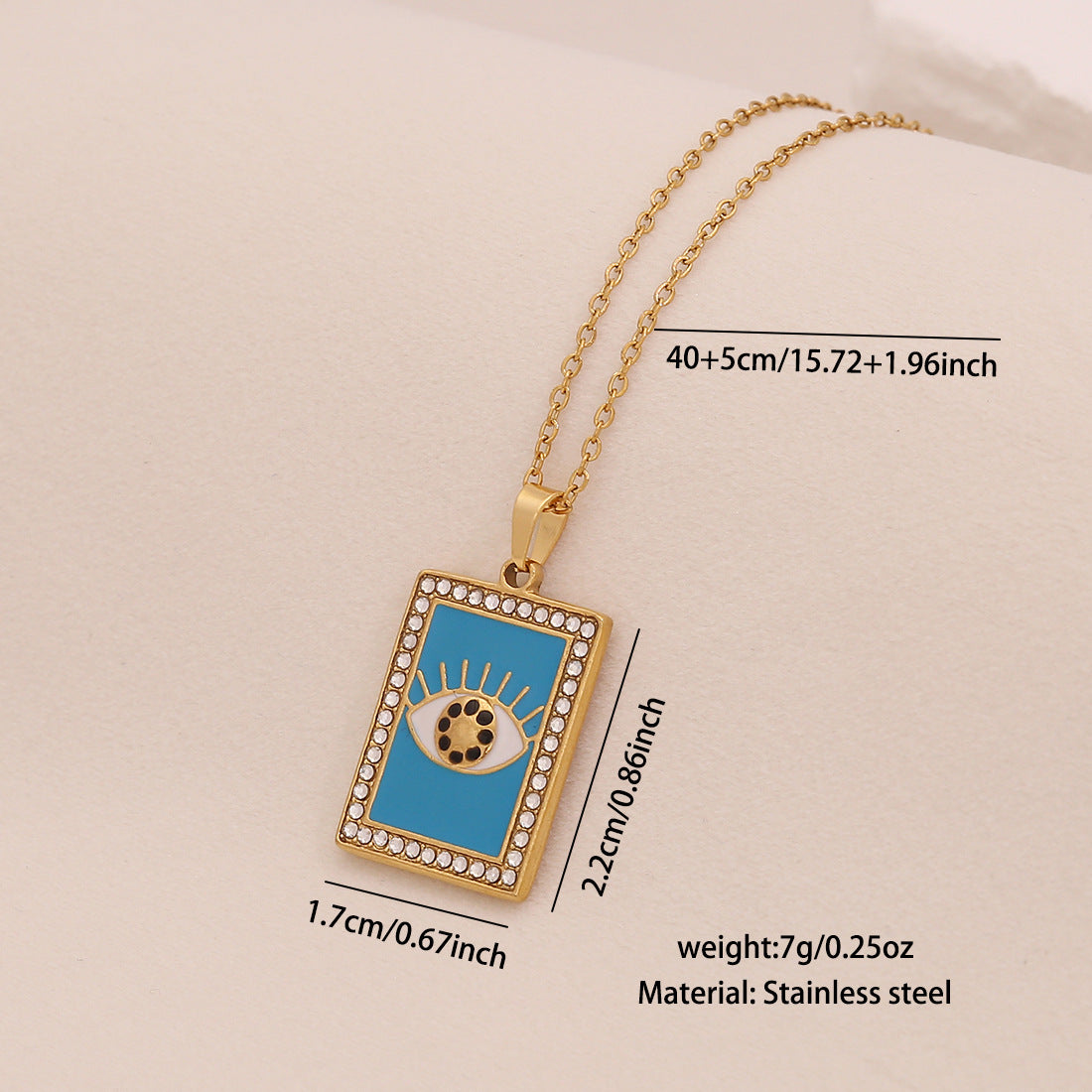 Drop Eye Pendant Necklace Personality Geometric Stainless Steel Clavicle Chain N1536