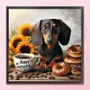 Sunflower Coffee Dachshund-11CT Stamped Cross Stitch 40*40cm/15.75*15.75in