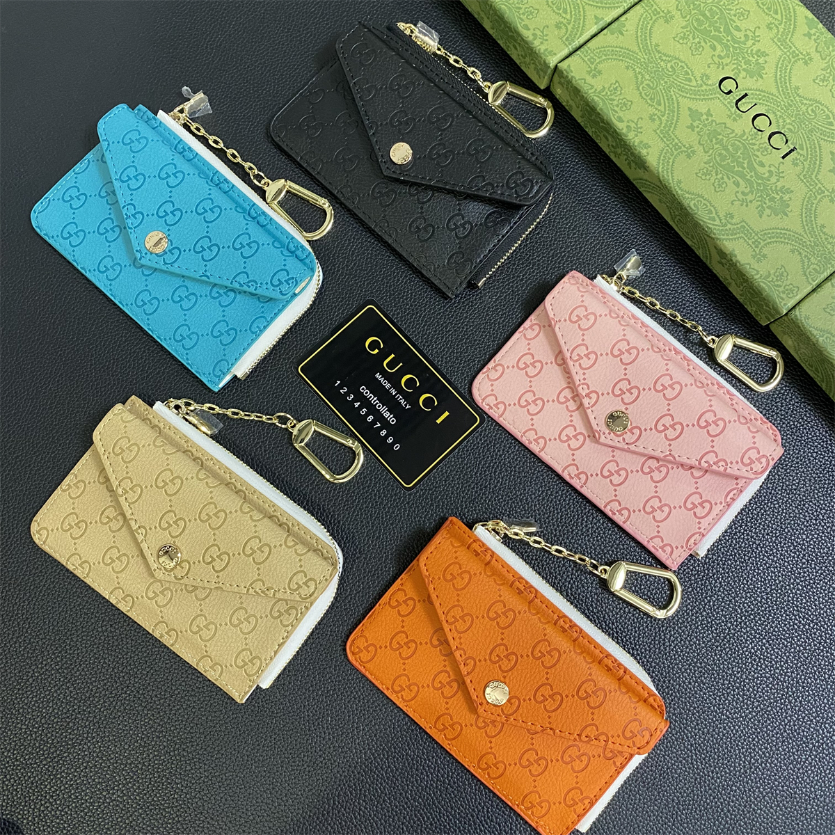 GUCCI Embossed Ophidia GG Leather Coin Purse Card Holder Fashion Accessories