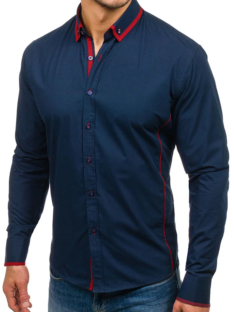 Men's Contrasting Double Collar Business Casual Shirt