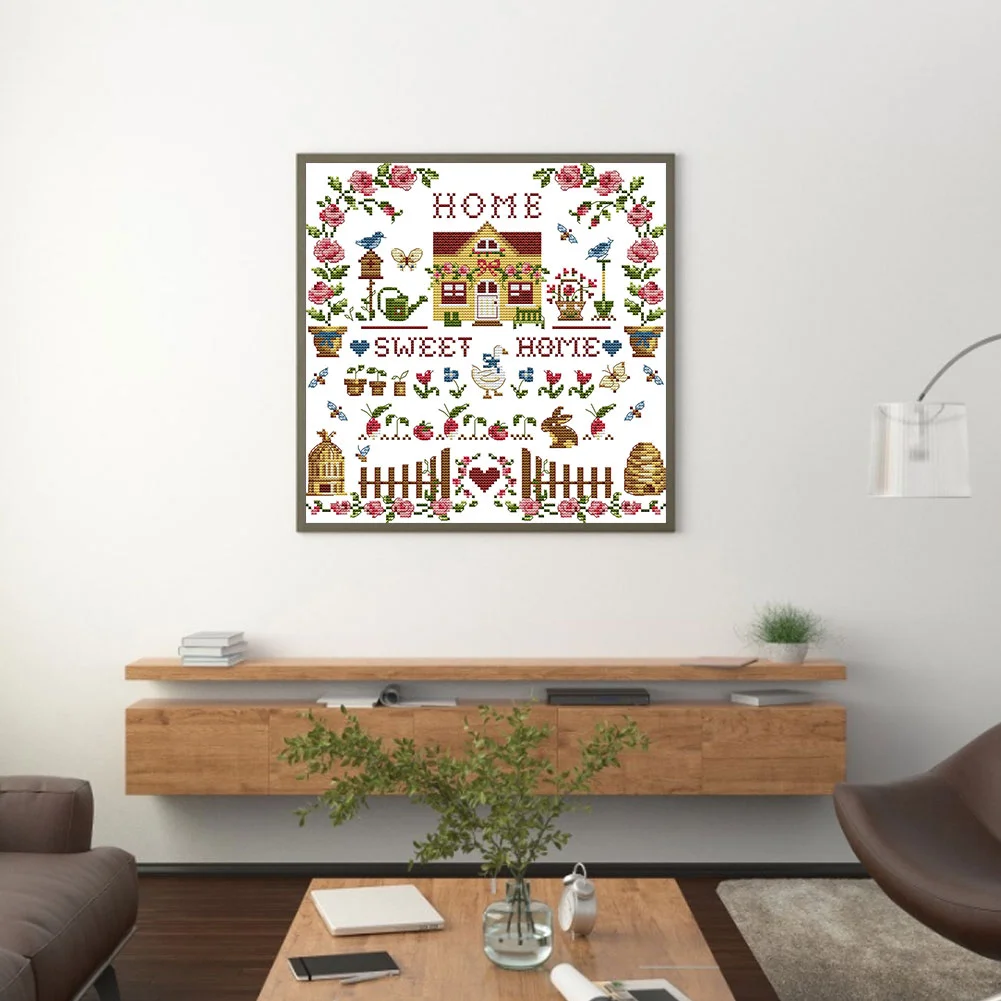 Partial Printed Cross Stitch 14CT - Sweet Home(31*31cm)