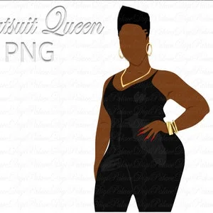 pornhint Pornhint Black Woman in Black Catsuit Clipart, Curvy Girl Clipart, Girl Clipart, African American Fashion Clipart, Plus Size Clipart
