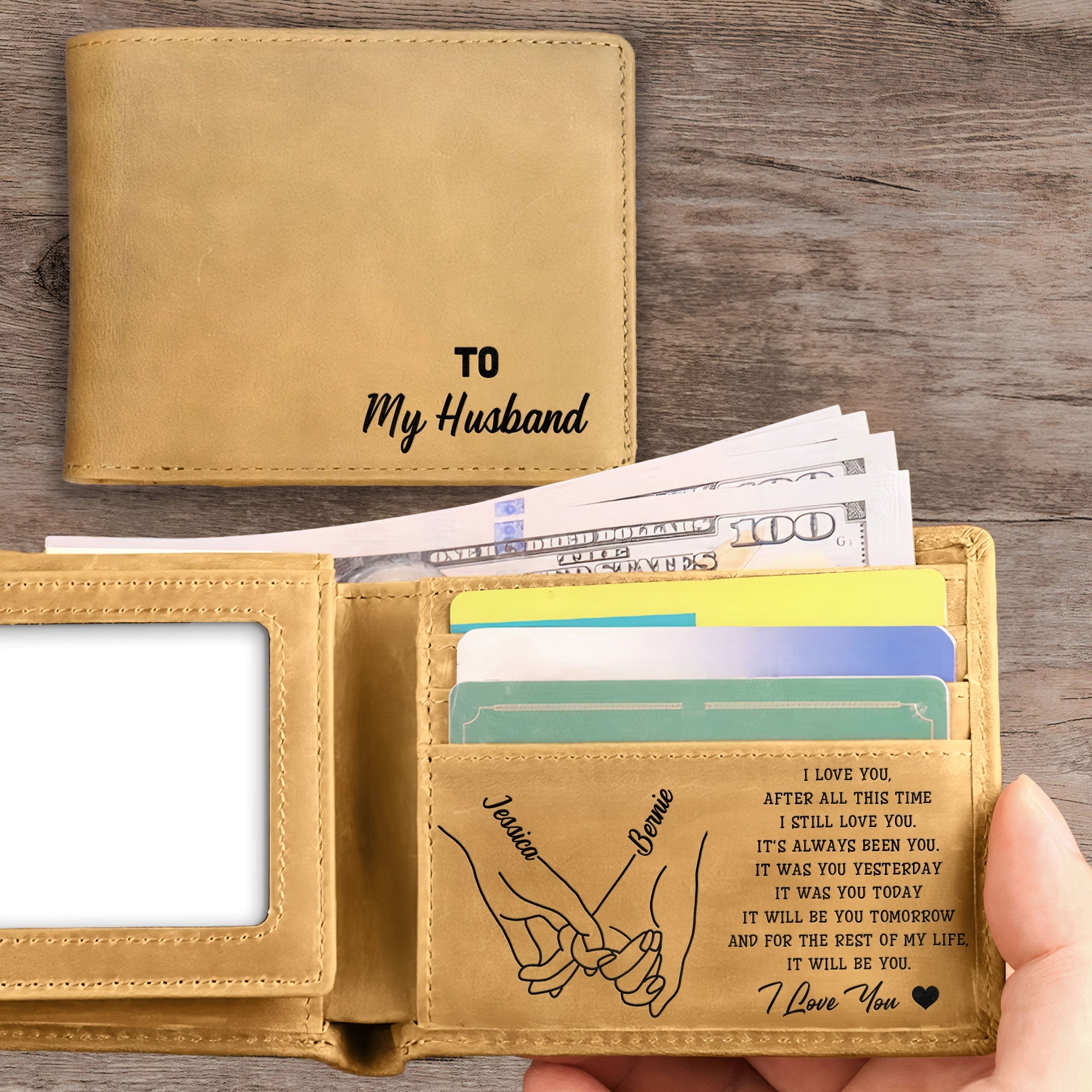 Loveyoufancy To My Husband I Love You Forever And Always - Personalized Leather Wallet