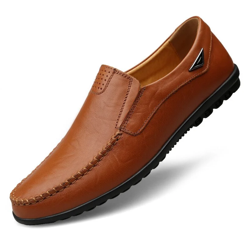Genuine Leather Men Casual Shoes Luxury Brand 2021 Mens Loafers Moccasins Breathable Slip on Black Driving Shoes Plus Size 37-47