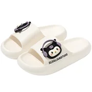 Lvpinyuan Thick Heel Slip-On Summer 2025 New Cartoon Cute Home Bathroom Anti-Slip Slipper Women's Flat Sandals Comfortable Indoor Shoes