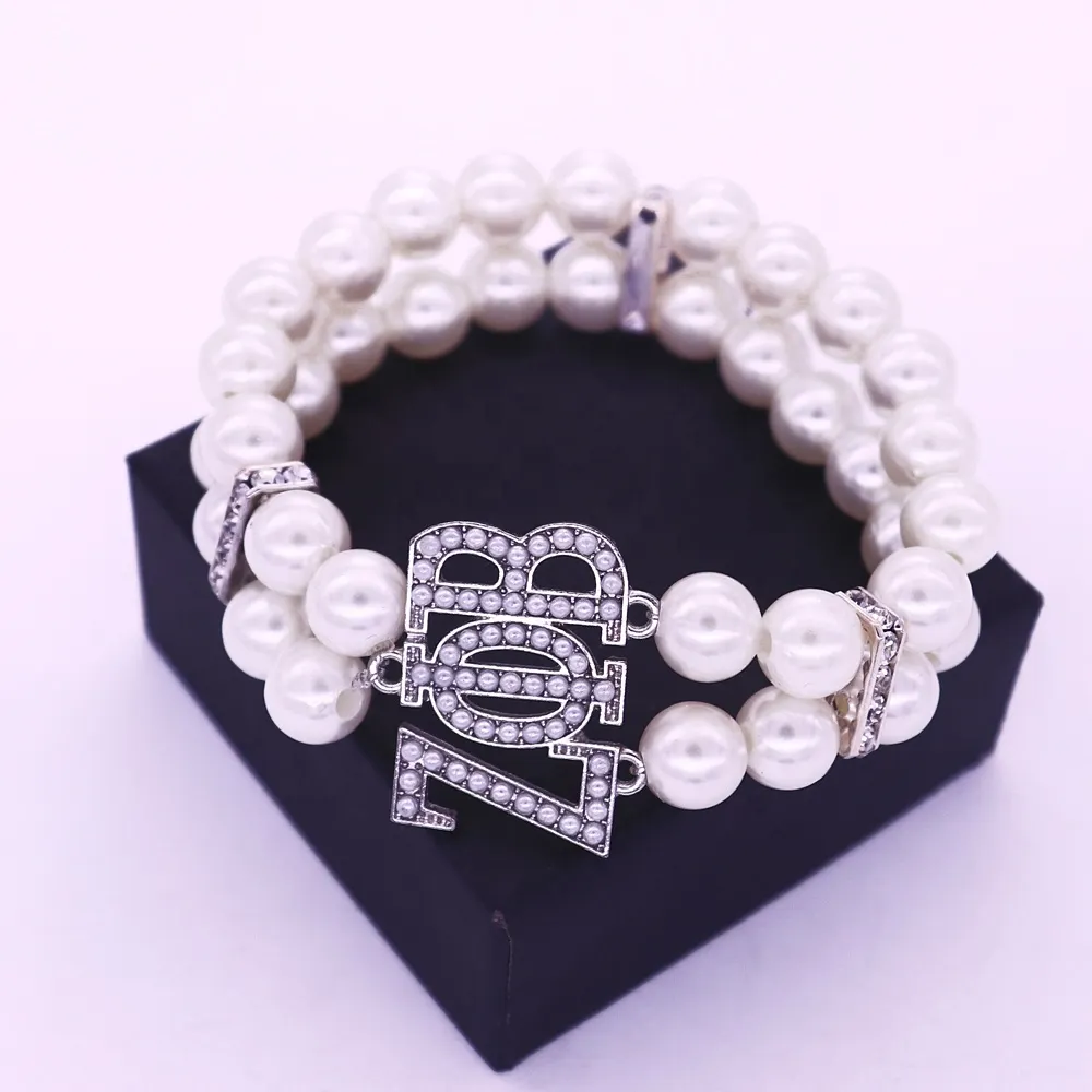 Zpb School Party Gift Two Layers Elastic White Pearl Greek Sorority Clubs ...