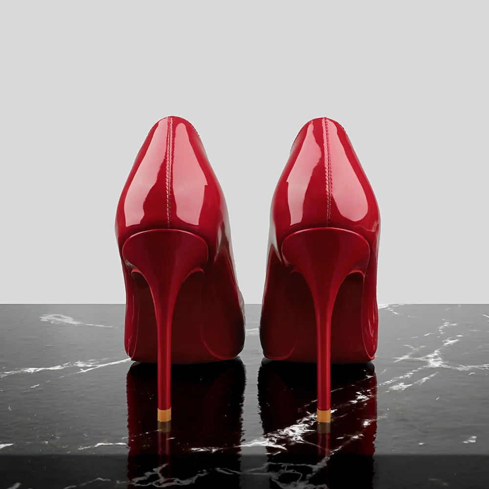 100mm /3.94 Inch Women's High Heels for Party Patent Leather Red Bottom Pumps