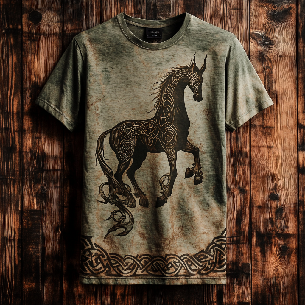 Men's Viking Nordic Dark House Sleipnir Odin Totem Print T-shirt / Rvogue / Rvogue