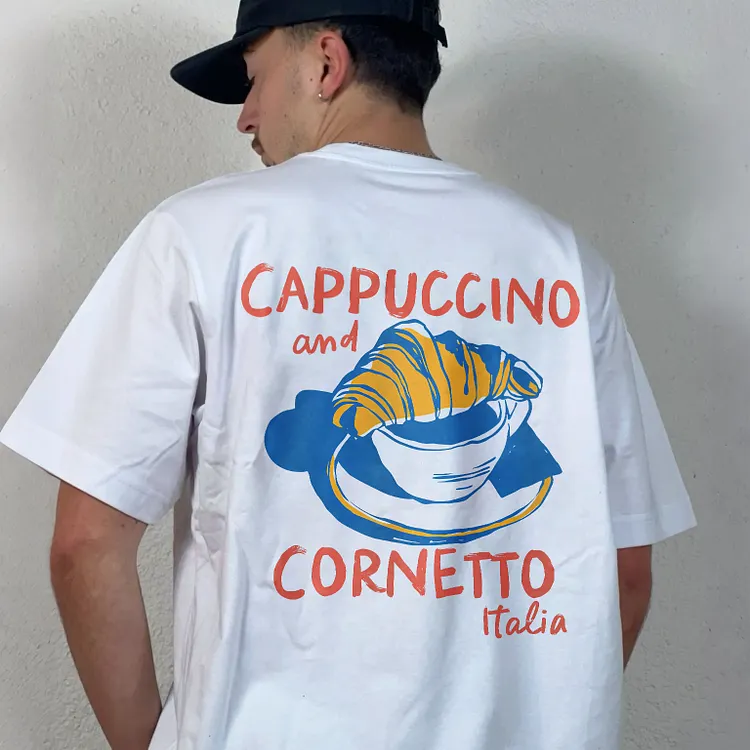 Cappuccino And Cornetto Italia Printed Men's T-shirt