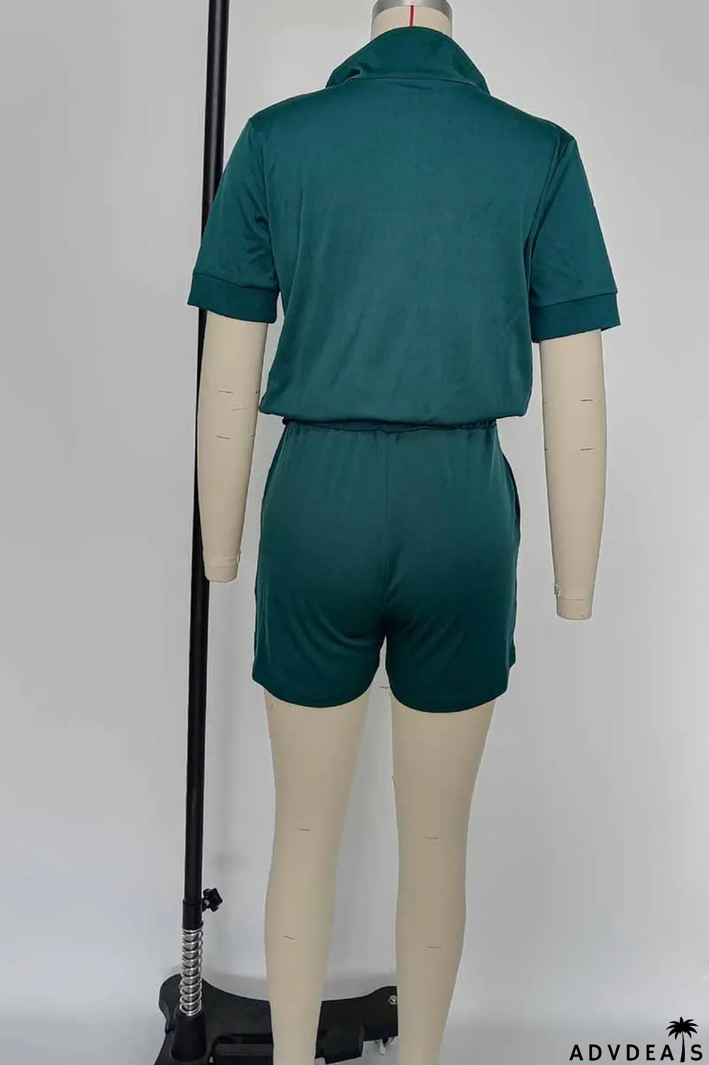 Black Casual Print Letter Zipper Collar Short Sleeve Two Pieces