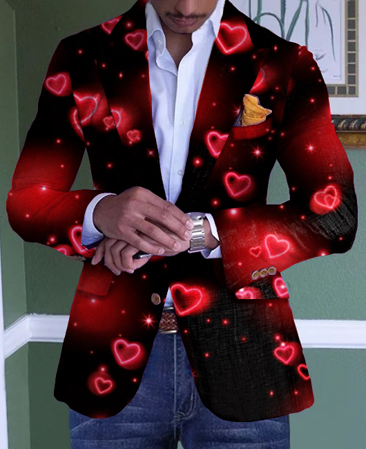 Casual Pattern Print Gradient Pockets Single Breasted Blazer