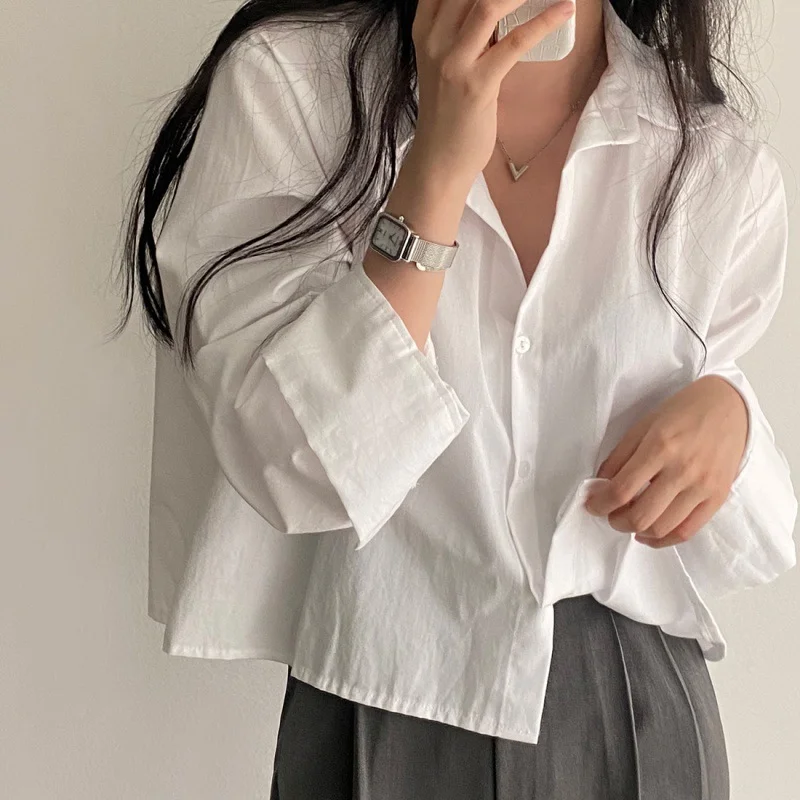 Brownm Brownm Chic Vintage Clip Fashion Design Sense Small Single-L Daughter Shirt Short Blouse