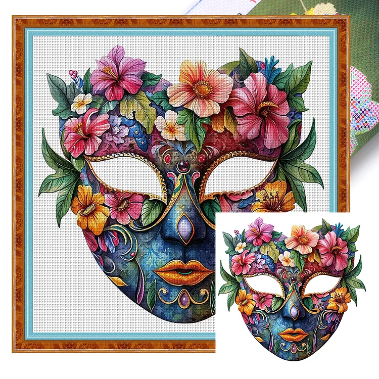 Flower Mask 11CT (40*40CM) Stamped Cross Stitch gbfke