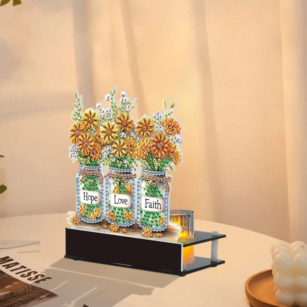 DIY Sunflower Vase Diamond Painting Candle Holder Ornaments Aromatherapy Candle Holder