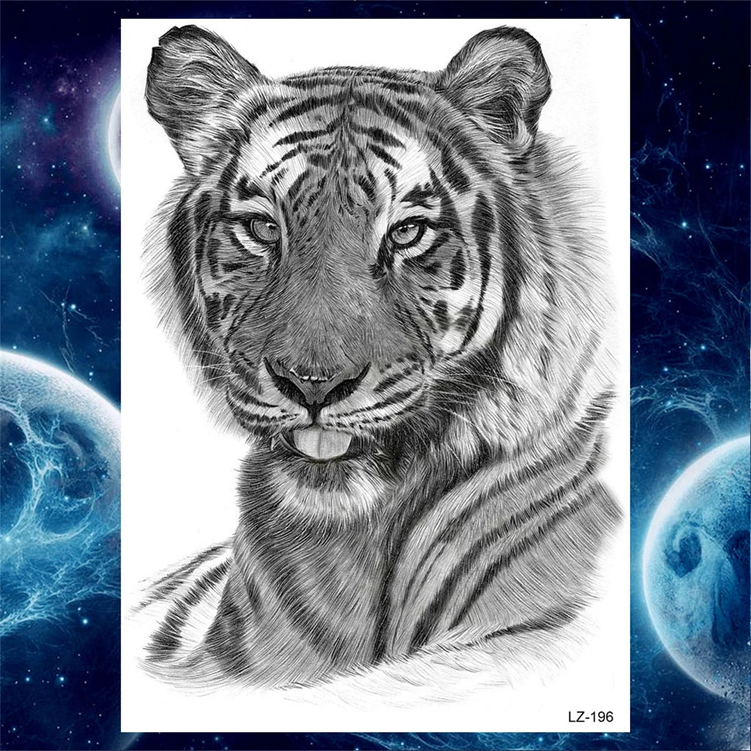 Octopus Anchor Skull Temporary Tattoos For Women Men Adult Pirate Black Skeleton Tattoo Sticker Fake Wolf Lion Tiger Tatoos Back