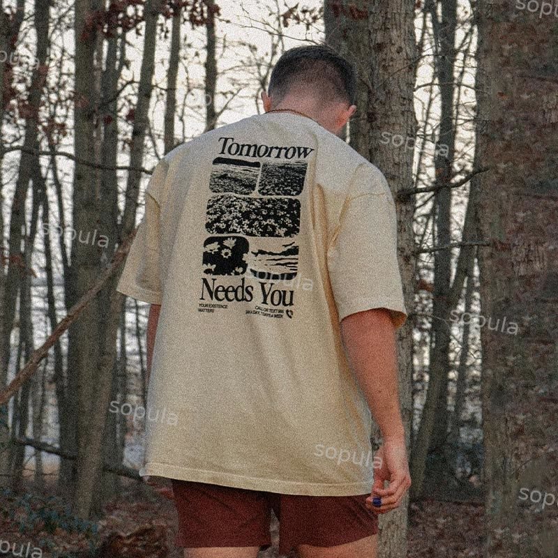 Tomorrow Needs You Print Men's T-shirt - Sopula｜Premium Graphic Tees & Graphic Clothing