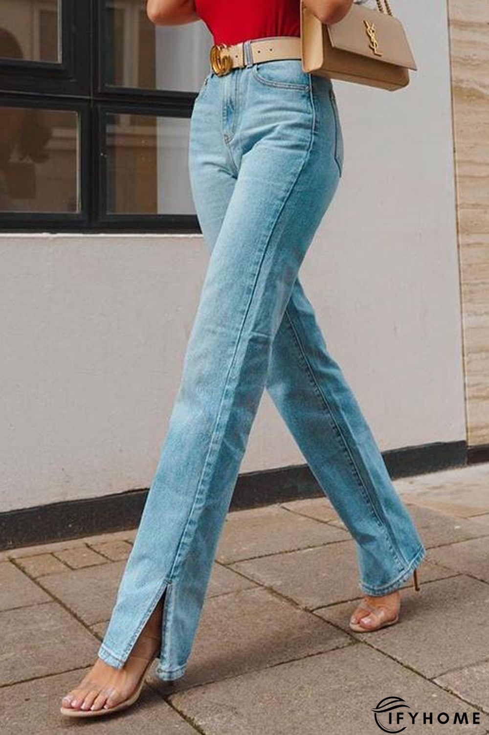 High Waist Ripped Slit Jeans | IFYHOME