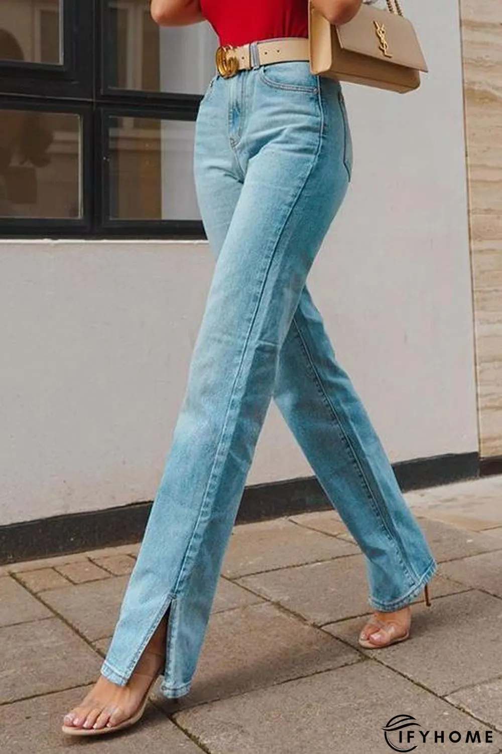 High Waist Ripped Slit Jeans | IFYHOME