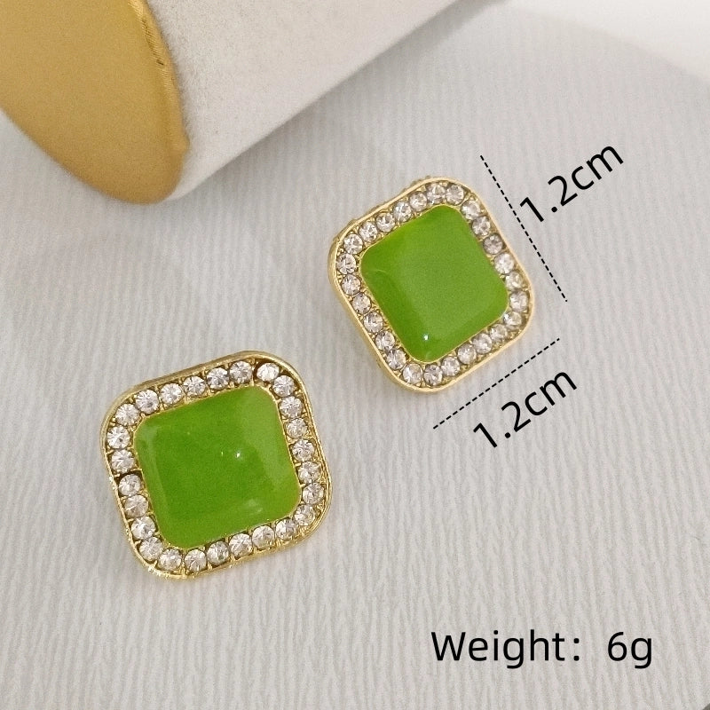 1 Pair Elegant Streetwear Commute Square Inlay Alloy Artificial Pearls Rhinestones Gold Plated Ear Studs