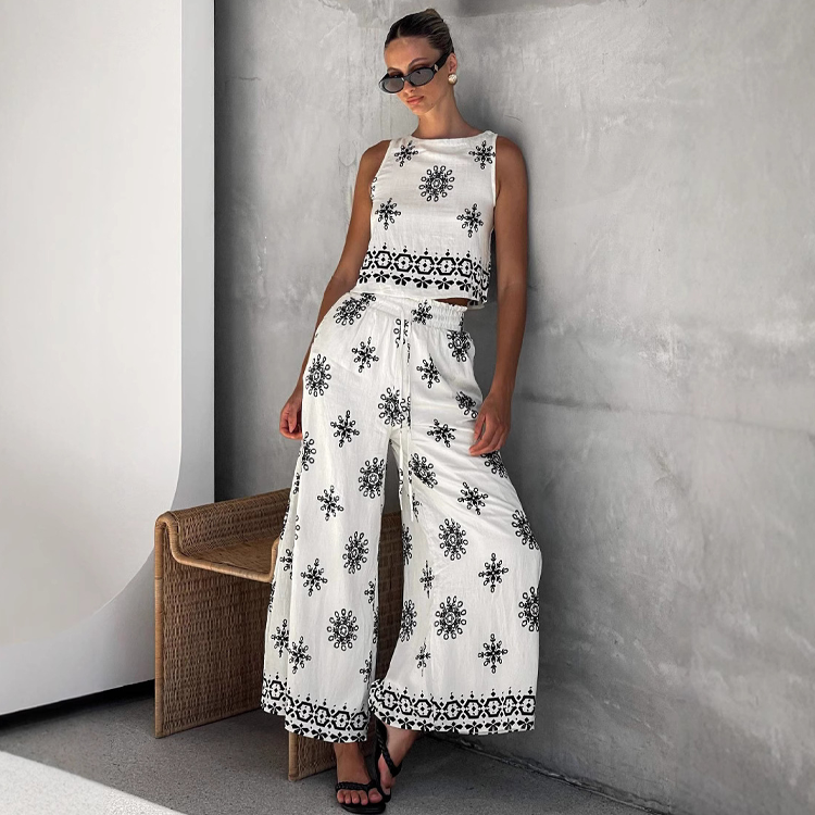 Casual Cotton and Linen Top and Pants