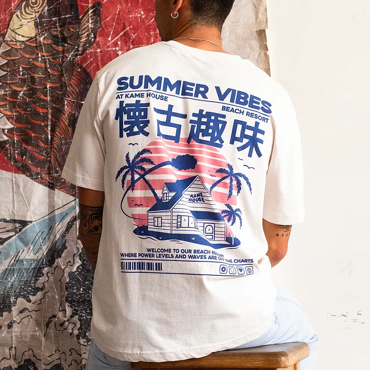 Summer Vibes At Kame House Welcome To Our Beach Resort Printed Men's T-shirt