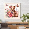 Papillon Et Ours Fleur-Drille Ronde Peinture Diamant-30*30CM