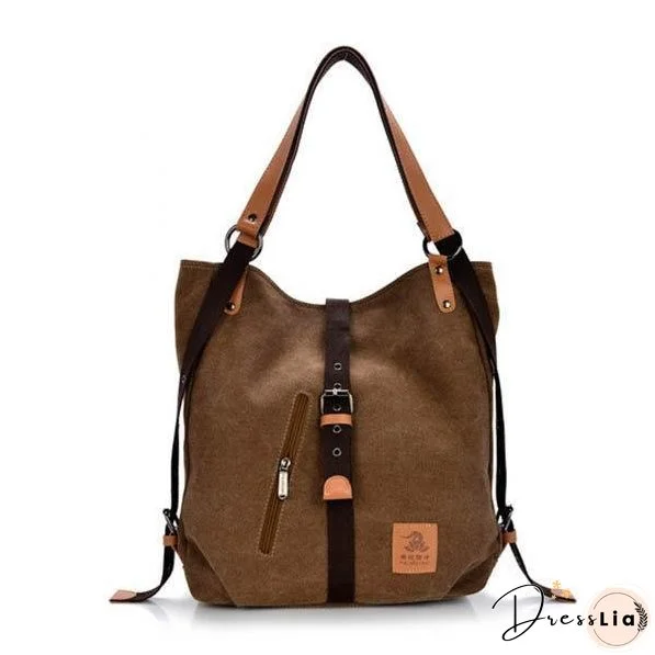 Women Canvas Casual Multifunctional Microfiber Leather Large Capacity Handbag Shoulder Bags Backpack