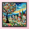Glass Painting Colorful House-11CT Stamped Cross Stitch 50*50cm/19.69*19.69in tapestrymarket