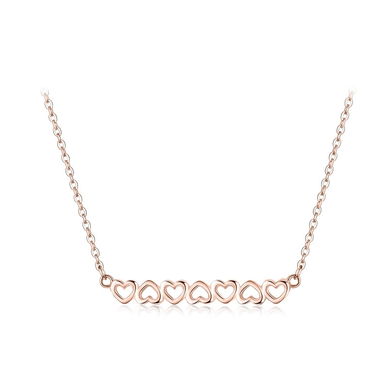 925 Sterling Silver Cable Chain Plating Hollow Out Heart Shape Necklace