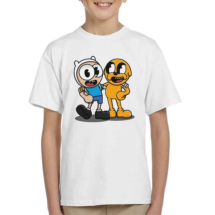 Cuphead Finnhead And Jakeman Adventure Time Kid's T-Shirt