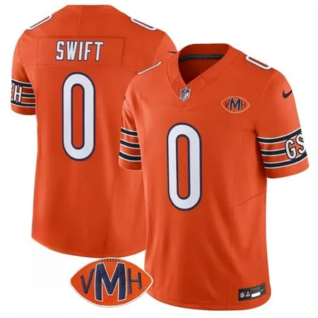 Men's Chicago Bears #4 D'Andre Swift Orange 2025 F.U.S.E. With VMH Patch Vapor Untouchable Limited Stitched Football Jersey