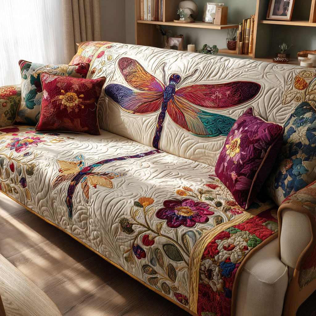 Petal Whisper Quilted Sofa Cover NCU0TV782 everthome