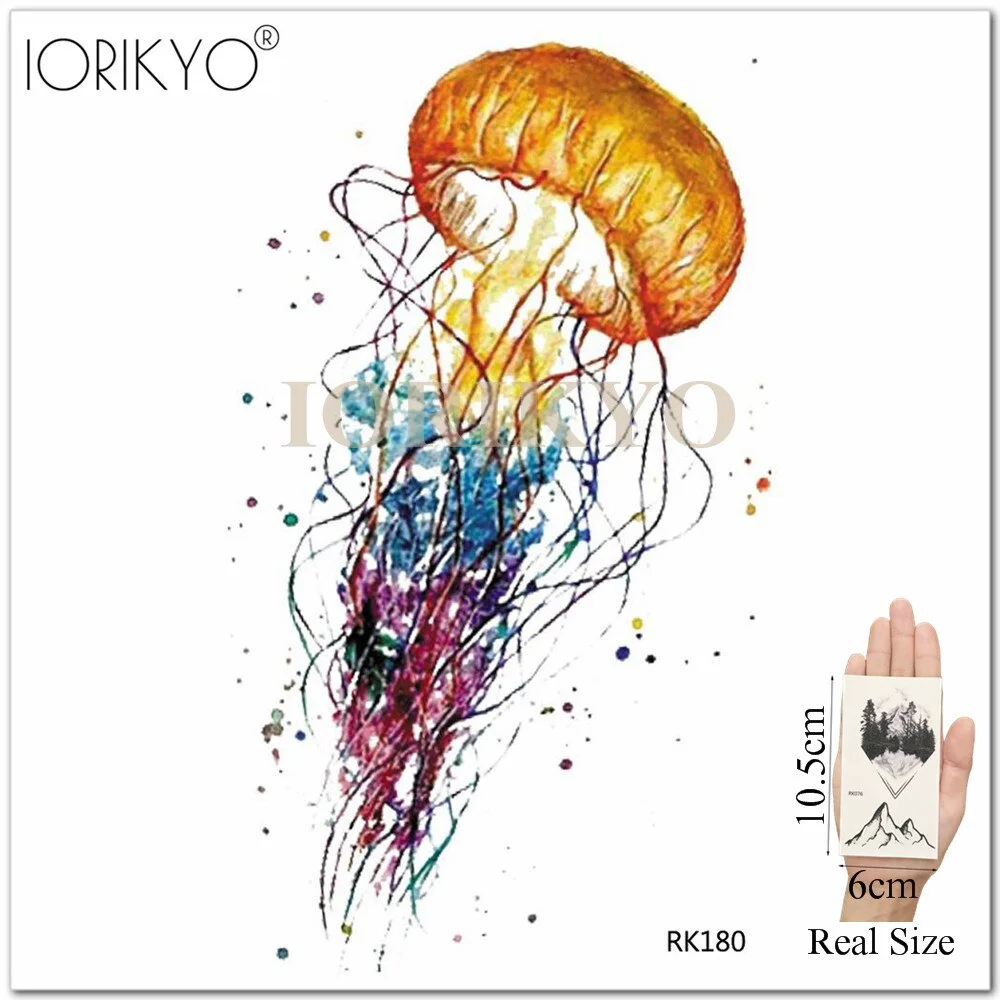 IORIKYO Flash Sexy Tempoary Women Tattoo Arm Fox Sticker Men Black Wolf Chest Forest Hill Bear Fake Tatoo Makeup Tattoo Body Art