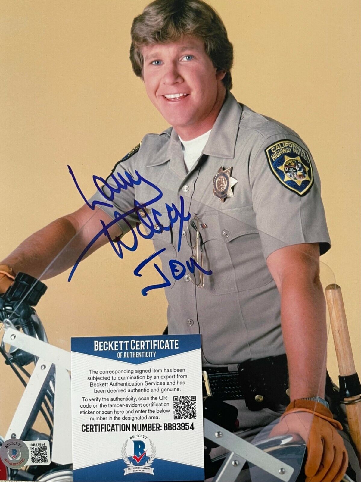 Larry Wilcox CHiPs Original Autographed 8X10 Photo Poster painting w/Beckett COA #2