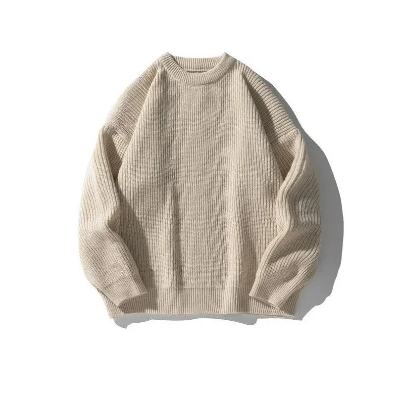 Aonga Pleated Knitted Round Neck Bottoming Sweater aonga