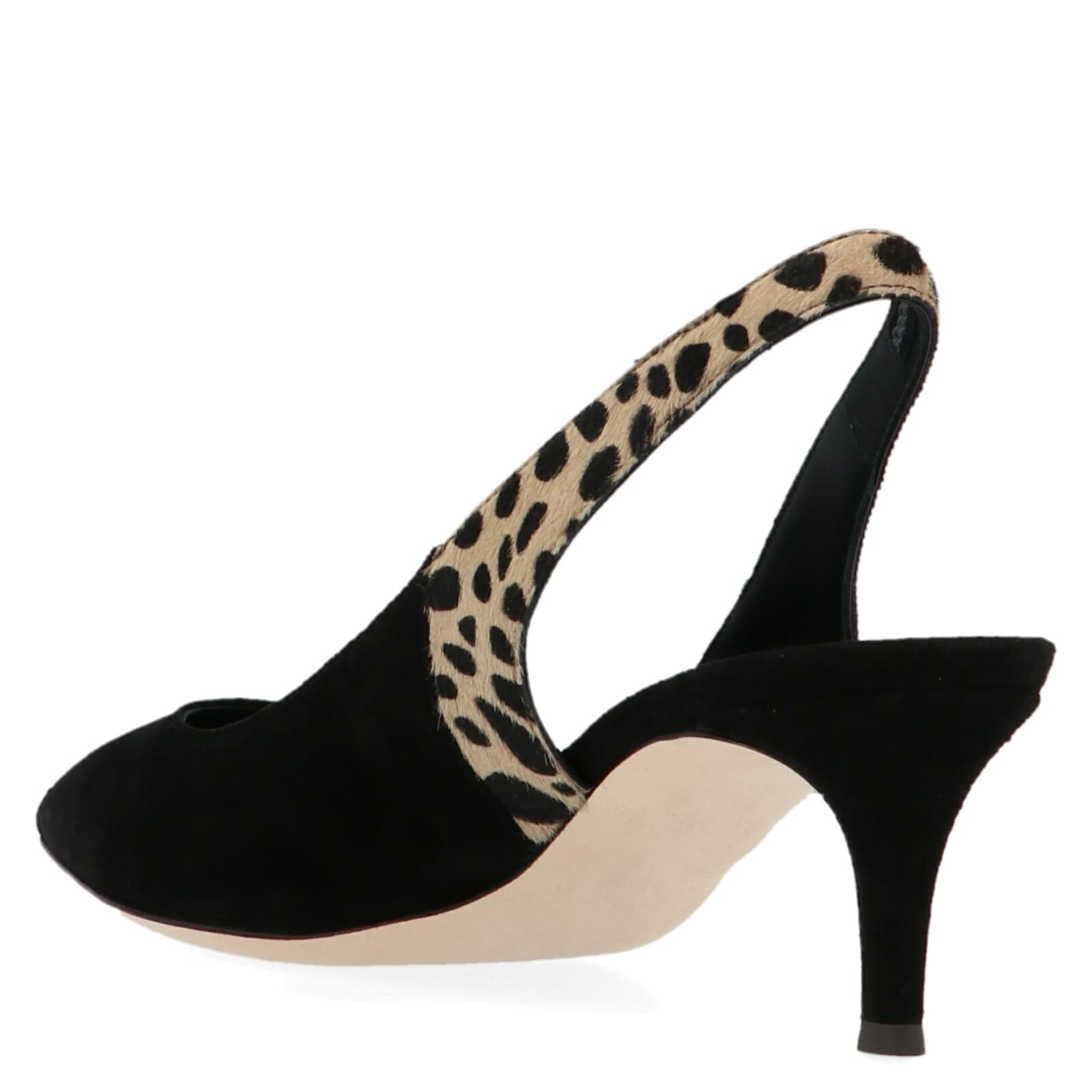 GOOSHOE Leopard Print Kitten Heel Slingback Pumps in Black