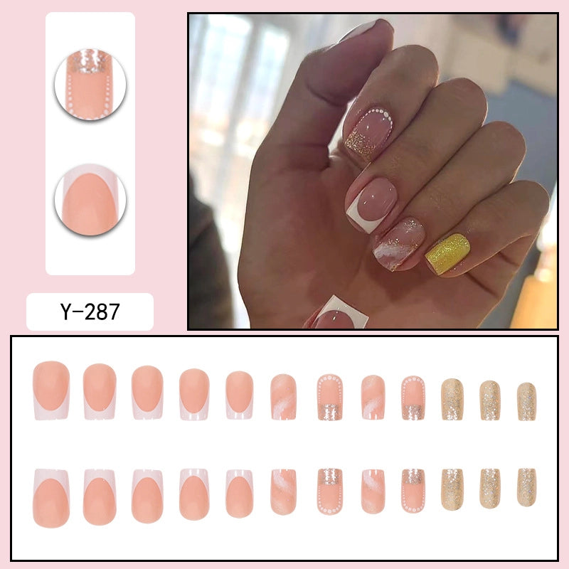 Sweet Color Block Heart Shape ABS Press-on Nails 1 Set