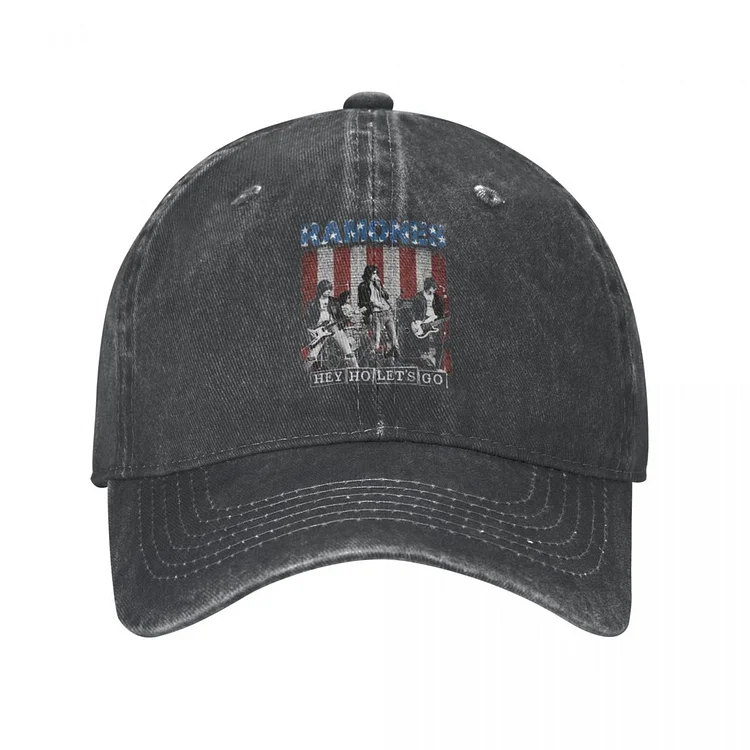 Hey Ho Lets Go Baseball Cap Vintage Distressed Denim Ramone Music Band Snapback Cap Unisex Outdoor Workouts Caps Hat