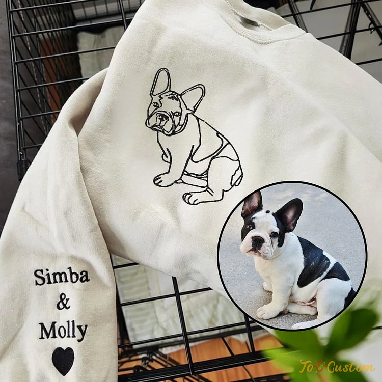 TOSCUSTOM™ Custom Personalized Embroidered Frenchie Outline Sweatshirt