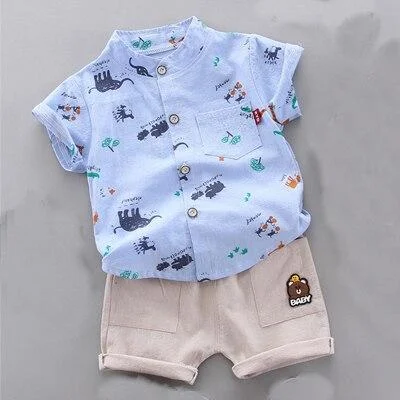 Baby Boy Clothing for Summer Infant Children Summer Soft Shirt + Shorts Child Costume 1 2 3 4 Years Kids Clothes Animal print