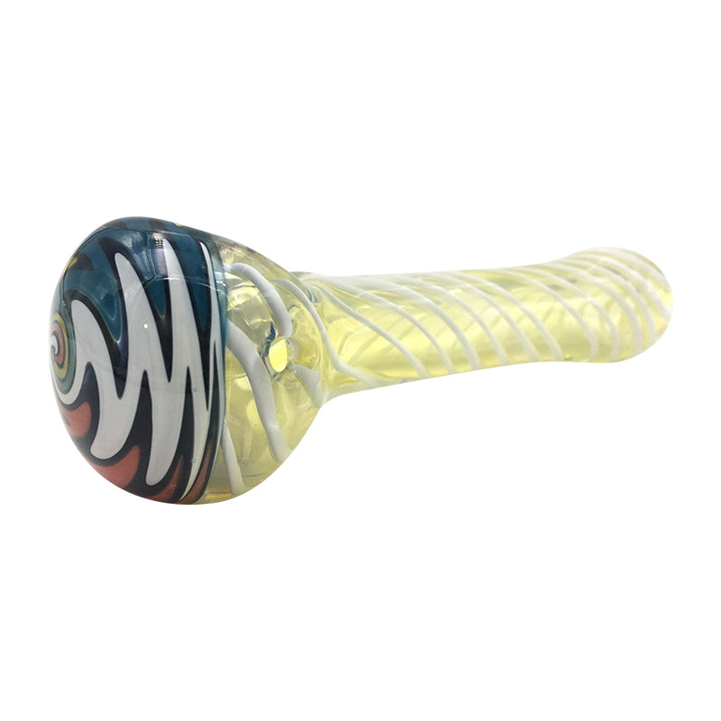 Three Colors Convergence Spiral-Write Stripes Glass Spoon Hand Pipe