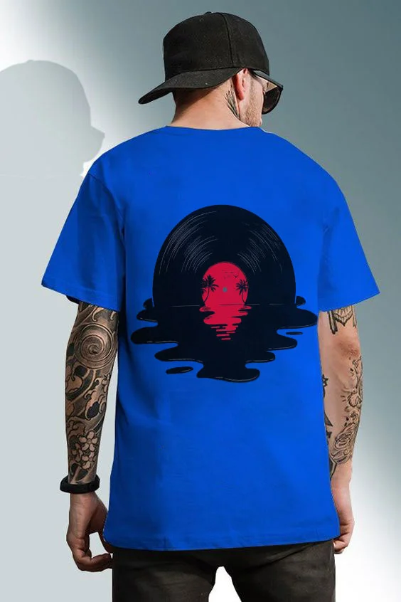 DISCO Vinyl Record Graphic Printing Men's Short-sleeved T-shirt