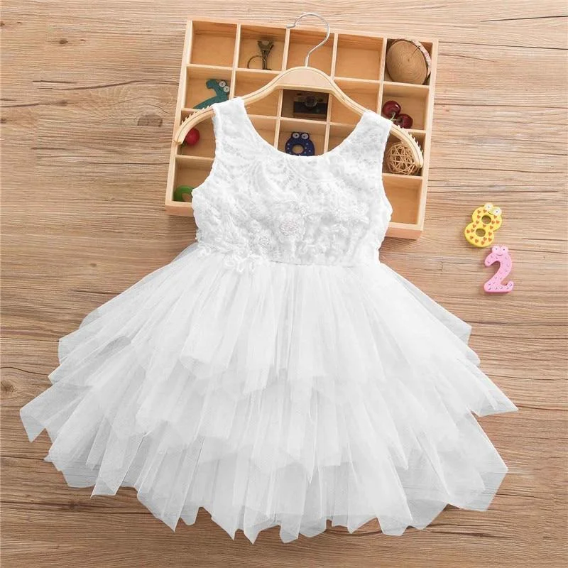 Summer Clothing Dresses For Girl White Beading Princess Dress Elegant Ceremony Years Teenage Girl Costume Party Formal Dresses