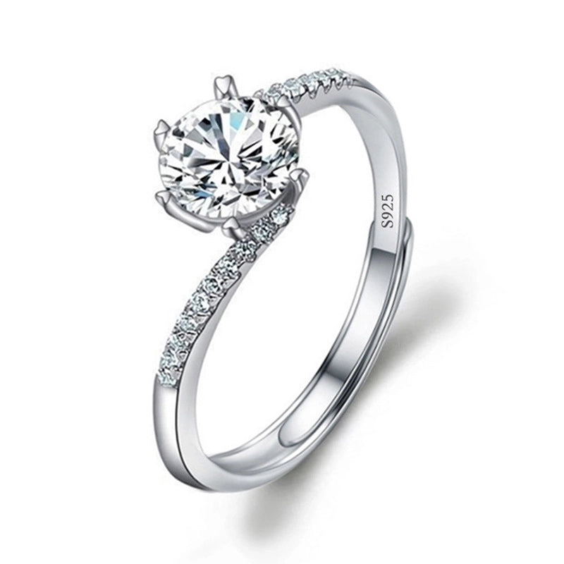 Copper Minimalist Classic Style Inlay Solid Color Zircon Rings