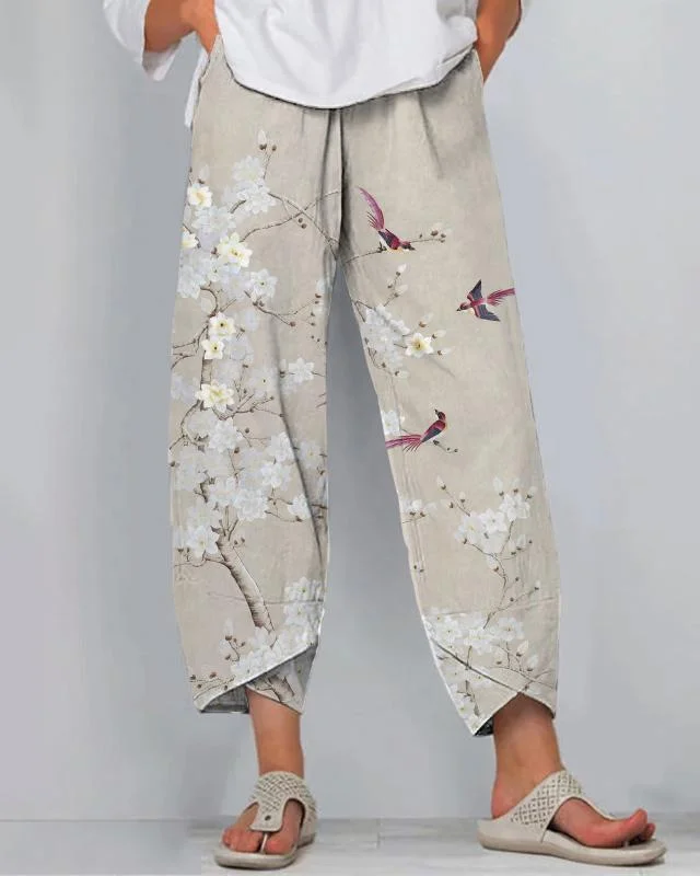 Floral Print Loose Casual Pants