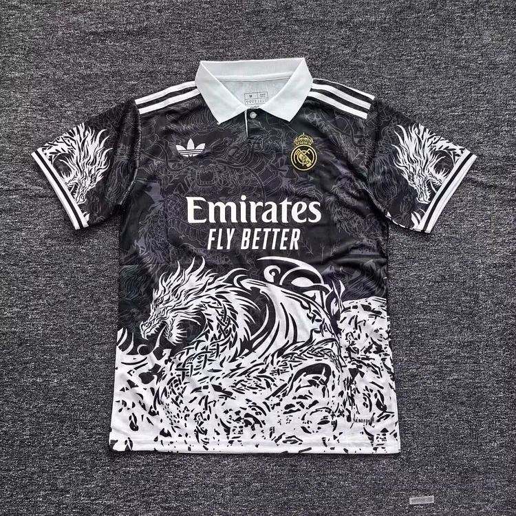 2025-26-Real Madrid POS Black and White Dragon - Jersey - Fan Edition