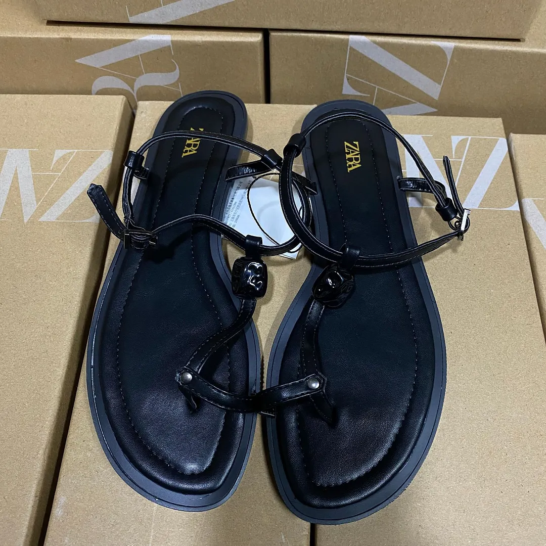 Breakj Breakj Spring New Black And White Round Head Flat Bottom And Fine Heel Head Behind The Word With Women's Shoes