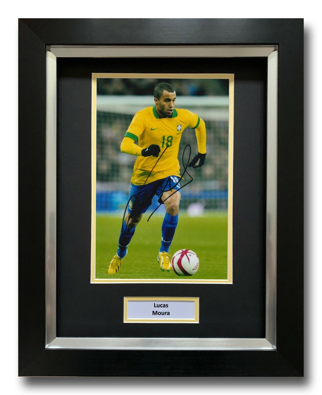 LUCAS MOURA HAND SIGNED FRAMED Photo Poster painting DISPLAY - BRAZIL AUTOGRAPH.